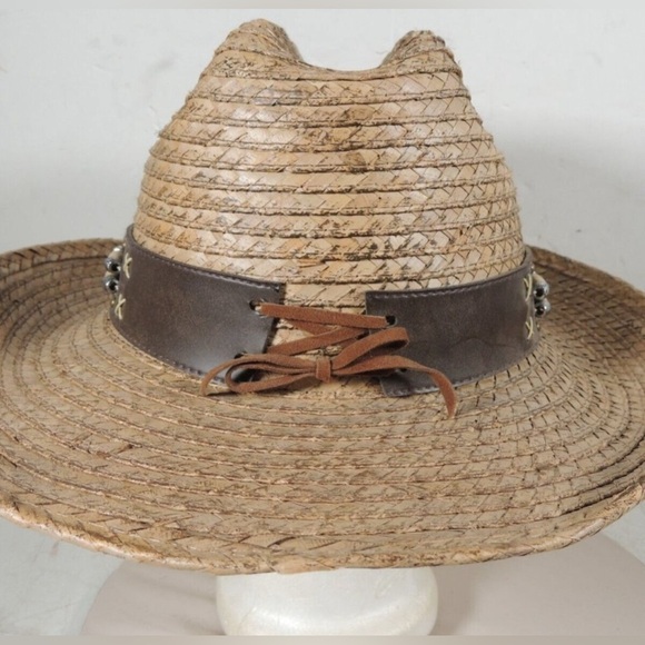 Black Canyon Outfitters Straw Hat OSFM With Beads and Medallion - Picture 2 of 12